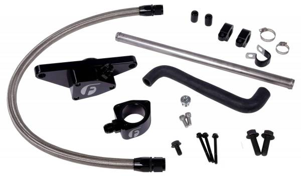 Fleece Performance - Fleece Performance Cummins Coolant Bypass Kit 003-05 Auto Trans with Stainless Steel Braided Line - FPE-CLNTBYPS-CUMMINS-0305-SS