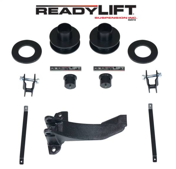 ReadyLift - ReadyLift Front Leveling Kit 2.5 in. Lift w/Coil Spacers/Track Bar Relocation Bracket/Sound Isolators/Shock Extensions/Bump Stop Extensions/Allows Up To 37 in. Tire - 66-2515