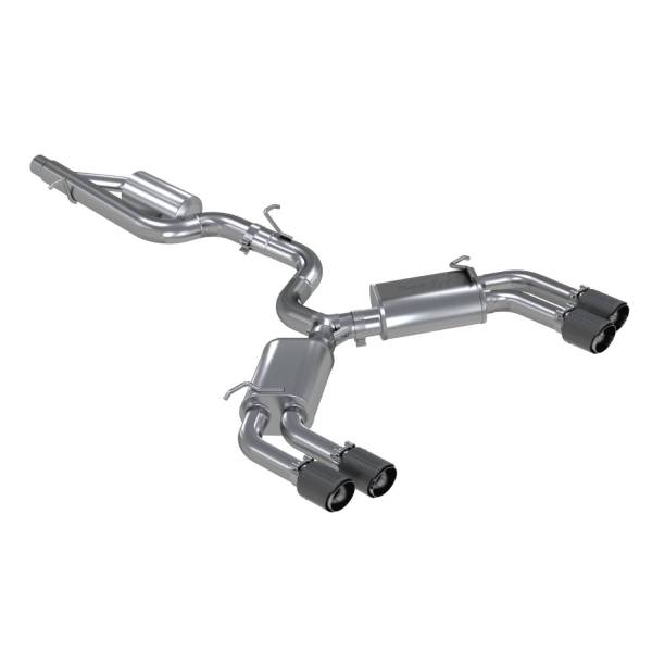 MBRP Exhaust - MBRP Exhaust 3in. Cat-BackValve DeleteQuad Split Rear ExitT304CF Tips - S46013CF