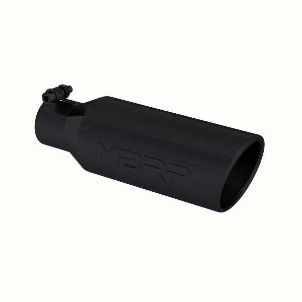 MBRP Exhaust - MBRP Exhaust Tip4in. O.D.Angled Rolled End2.5in. inlet12in. in lengthBLK - T5150BLK