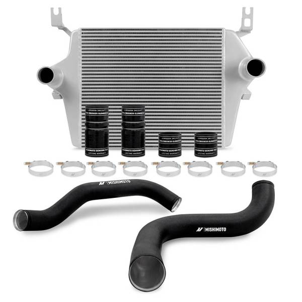 Mishimoto - Mishimoto Ford 7.3L Powerstroke Intercooler Kit, 1999-2003 Silver Cooler, Black Pipes - MMINT-F2D-99KSLBK