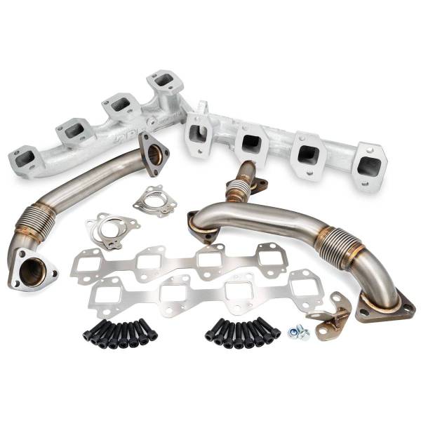 PPE Diesel - PPE Diesel Manifolds and Up-Pipes GM 2004.5-2005 Y Pipe LLY - Silver - 116111435