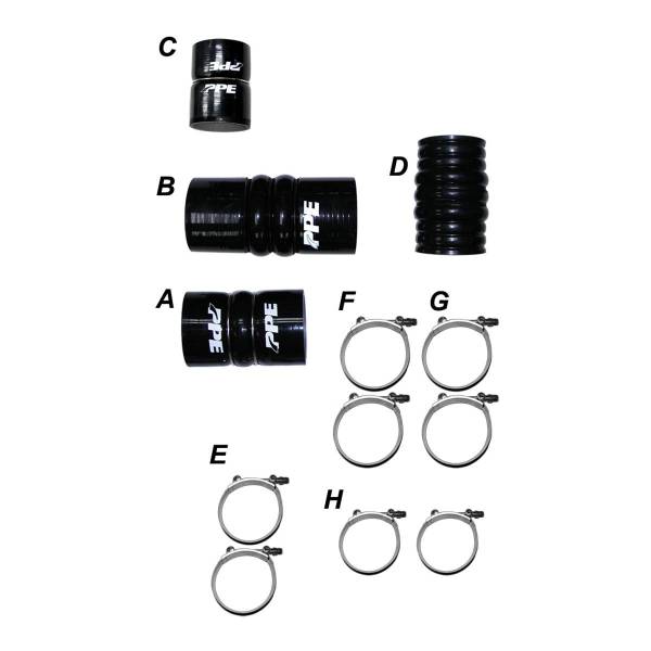 PPE Diesel - PPE Diesel LML 11-16 Silicone Hose And Clamp Kit Black - 115911114