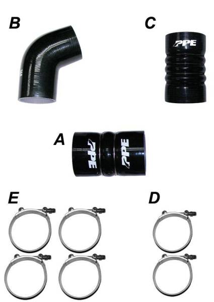 PPE Diesel - PPE Diesel LBZ/LMM 06-10 Silicone Hose And Clamp Kit Black - 115910610