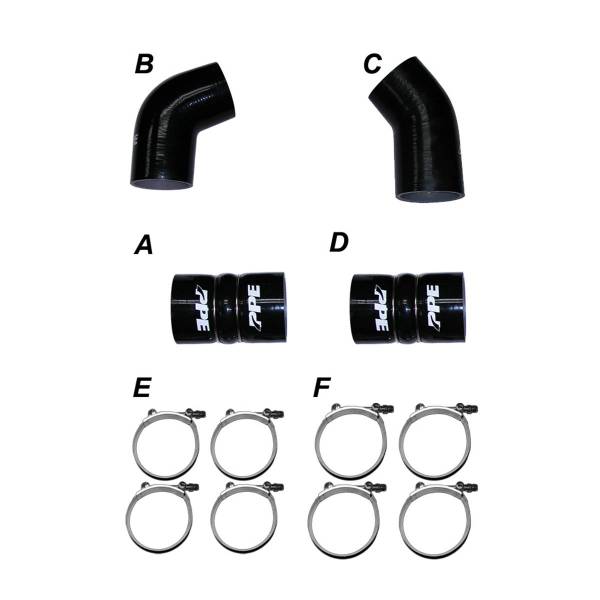 PPE Diesel - PPE Diesel LLY 04.5-05 Silicone And Clamp Kit Black - 115910405