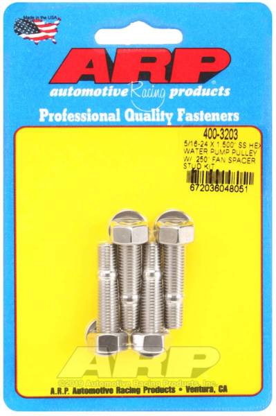 ARP - ARP 5/16-24 X 1.500 SS Hex Water Pump Pulley w/ .250in Fan Spacer Stud Kit - 400-3203