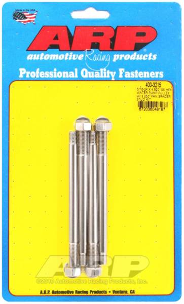 ARP - ARP 5/16-24 X 4.500 SS Hex Water Pump Pulley w/ 3.250in Fan Spacer Stud Kit - 400-3215