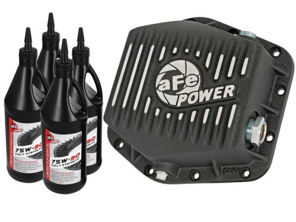 aFe - aFe Power Rear Differential Cover (Machined Black) 15-17 GMC Canyon 12 Bolt Axles w/ Gear Oil - 46-70302-WL