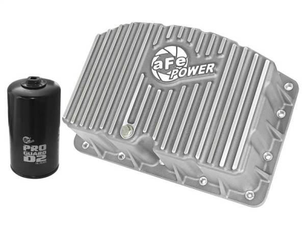 aFe - aFe Street Series Engine Oil Pan Raw w/ Machined Fins; 11-17 Ford Powerstroke V8-6.7L (td) - 46-70320