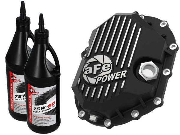 aFe - AFE Power 11-18 GM 2500-3500 AAM 9.25 Axle Front Diff Cover Black Machined w/ 2 Qts 75w90 Oil - 46-71051B