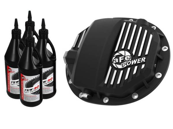 aFe - aFe Pro Series AAM 9.5/9.76 Rear Diff Cover Black w/Mach Fins & Oil 14-19 GM Silverado/Sierra 1500 - 46-71121B