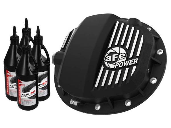 aFe - aFe Pro Series GMCH 9.5 Rear Diff Cover Black w/Mach Fins & Gear Oil 19-20 GM Silverado/Sierra 1500 - 46-71141B