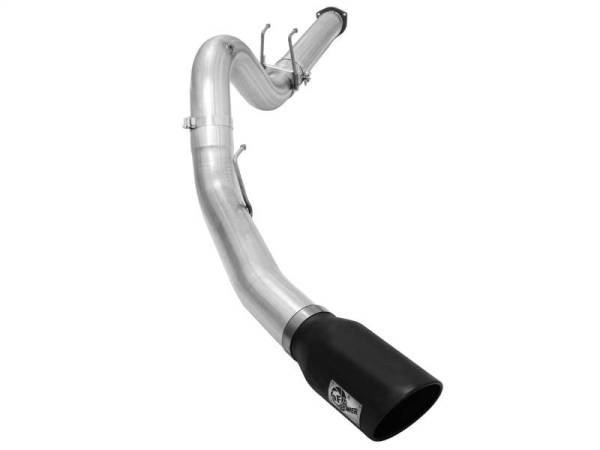 aFe - aFe Atlas Exhausts 5in DPF-Back Aluminized Steel Exhaust Sys 2015 Ford Diesel V8 6.7L (td) Black Tip - 49-03064-B