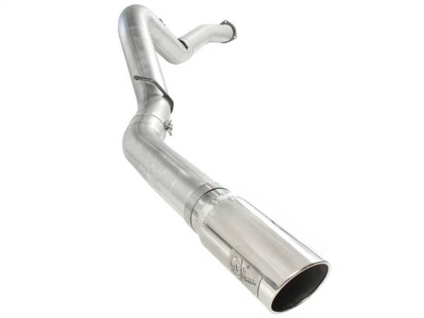 aFe - aFe ATLAS 5in DPF-Back Alum Steel Exhaust System Polished Tip GM Diesel Trucks 7.5-10 V8-6.6L td LMM - 49-04040-P