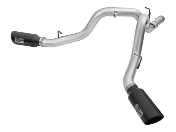 aFe - aFe Atlas Exhaust 4in Dual DPF-Back Al Steel w/ Black Tips 16-17 GM Diesel Truck V8-6.6L (td) LML - 49-04080-B