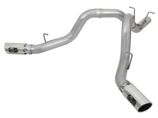 aFe - aFe ATLAS 4in DPF-Back Alum Steel Exhaust System w/Dual Exit Polished Tip 2017 GM Duramax 6.6L (td) - 49-04086-P
