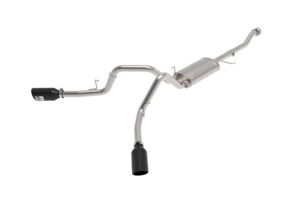 aFe - aFe Vulcan 3in 304 SS Cat-Back Exhaust 2021 Ford F-150 V6 2.7L/3.5L (tt)/V8 5.0L w/ Black Tips - 49-33126-B