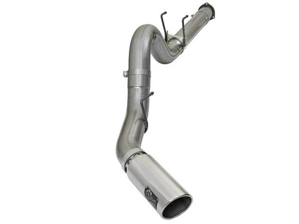 aFe - aFe LARGE BORE HD 5in 409-SS DPF-Back Exhaust w/Polished Tip 2017 Ford Diesel Trucks V8 6.7L (td) - 49-43090-P