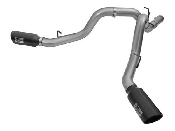 aFe - aFe LARGE Bore HD 4in Dual DPF-Back SS Exhaust w/Black Tip 16-17 GM Diesel Truck V8-6.6L (td) LML - 49-44080-B