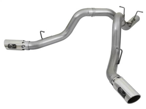 aFe - aFe Large Bore-HD 4in 409-SS DPF-Back Exhaust w/Dual Polished Tips 2017 GM Duramax V8-6.6L (td) L5P - 49-44086-P