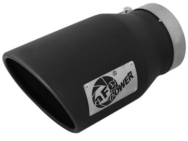 aFe - aFe MACHForce XP 5in 304 Stainless Steel Exhaust Tip 5 In x 7 Out x 12L in Bolt On Right - Black - 49T50702-B12