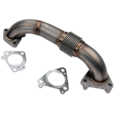 Wehrli Custom Fabrication - Wehrli Custom Fabrication 2001-2004 LB7 Duramax 2" Stainless Twin Turbo Style Pass Side Up Pipe for OEM or WCFab Manifold with Gaskets - WCF100648