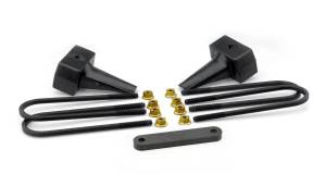 ReadyLift Rear Block Kit 5 in. Flat Cast Iron Blocks Incl. Integrated Locating Pin E-Coated U-Bolts Nuts/Washers - 66-2015