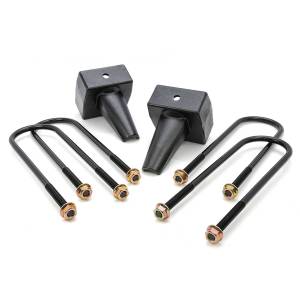 ReadyLift Rear Block Kit 5 in. Tapered Cast Iron Blocks Incl. Integrated Locating Pin E-Coated U-Bolts Nuts/Washers - 66-2195