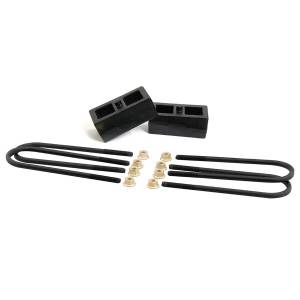 ReadyLift Rear Block Kit 2 in. Cast Iron Blocks Incl. Integrated Locating Pin E-Coated U-Bolts Nuts/Washers - 66-3052