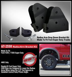 ReadyLift - ReadyLift Radius Arm Bracket Kit Lift Height 3.5 in. Incl. Two Brackets Two 1 in. Lower Coil Spring Spacers Hardware And Instructions For Use w/PN[66-2095] - 67-2550 - Image 2