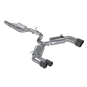 MBRP Exhaust - MBRP Exhaust 3in. Cat-BackValve DeleteQuad Split Rear ExitT304CF Tips - S46013CF - Image 1