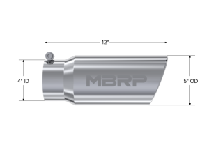 MBRP Exhaust - MBRP Exhaust 5" Inlet ODAngled Rolled End4" Inlet ID12" LengthT304 - T5051 - Image 2