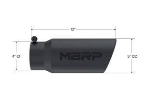 MBRP Exhaust - MBRP Exhaust Tip5in. O.D. Angled Rolled End 4in. inlet 12in. LengthBLK - T5051BLK - Image 2