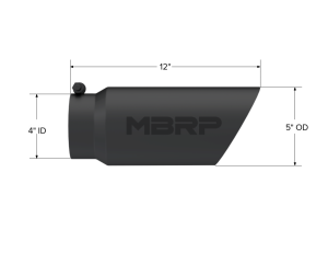 MBRP Exhaust - MBRP Exhaust Tip5in. O.D.Dual Wall Angled4in. inlet 12in. LengthBLK - T5053BLK - Image 2
