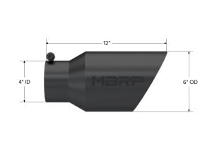 MBRP Exhaust - MBRP Exhaust Tip6in. O.D. Dual Wall Angled 4in. inlet 12in. Length. BLK. - T5072BLK - Image 2