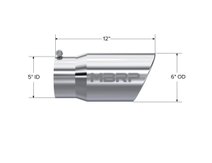MBRP Exhaust - MBRP Exhaust Tip6in. O.D. Angled Rolled End 5in. inlet 12in. lengthT304. - T5075 - Image 2