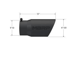 MBRP Exhaust - MBRP Exhaust Tip6in. O.D. Angled Rolled End 5in. inlet 12in. lengthBlack Series. - T5075BLK - Image 2