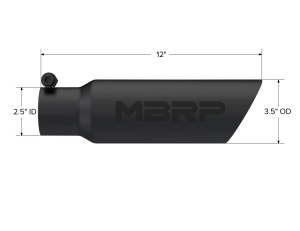 MBRP Exhaust - MBRP Exhaust Tip3in. O.D. Dual Wall Angled 2in. inlet 12in. LengthBLK - T5106BLK - Image 2