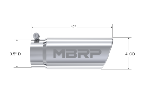 MBRP Exhaust - MBRP Exhaust Tip4in. O.D. Angled Rolled End 3in. inlet 10in. lengthT304. - T5112 - Image 2