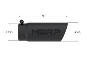 MBRP Exhaust - MBRP Exhaust Tip4in. O.D. Angled Rolled End 3in. inlet 10in. LengthBLK. - T5112BLK - Image 2
