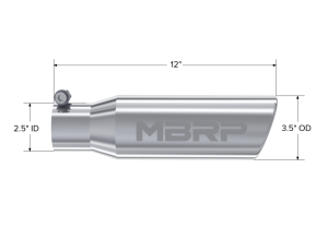 MBRP Exhaust - MBRP Exhaust Tip3in. O.D. Angled Rolled End 2in. inlet 10in. lengthT304. - T5113 - Image 2