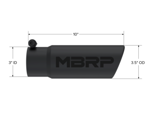 MBRP Exhaust - MBRP Exhaust Tip3in. O.D. Angled Rolled End3in. I.D. inlet10in. lengthBLK. - T5115BLK - Image 2