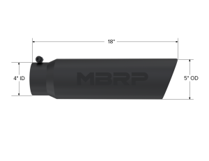 MBRP Exhaust - MBRP Exhaust Tip5in. O.D.Angled Rolled End4in. inlet 18in. in lengthBLK. - T5124BLK - Image 2