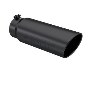 MBRP Exhaust - MBRP Exhaust Tip6in. O.D.Angled Rolled End5in. inlet 18in. in lengthBLK. - T5125BLK - Image 1