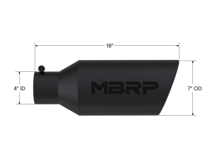 MBRP Exhaust - MBRP Exhaust Tip7in. O.D.Rolled End4in. inlet 18in. in lengthBLK - T5126BLK - Image 2