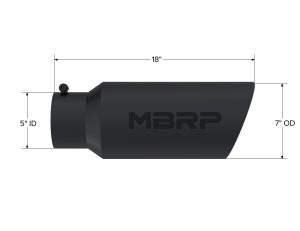 MBRP Exhaust - MBRP Exhaust Tip7in. O.D.Rolled End5in. inlet 18in. in lengthBLK. - T5127BLK - Image 2