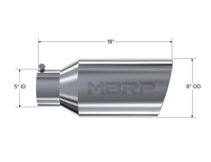 MBRP Exhaust - MBRP Exhaust Tip8in. O.D.Rolled End5in. inlet 18in. in lengthT304. - T5129 - Image 2