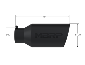 MBRP Exhaust - MBRP Exhaust Tip8in. O.D.Rolled End5in. inlet 18in. in lengthBLK. - T5129BLK - Image 2