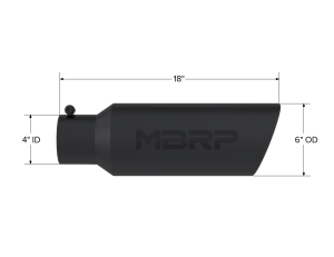 MBRP Exhaust - MBRP Exhaust Tip6in. O.D.Rolled end4in. inlet 18in. in lengthBLK - T5130BLK - Image 2