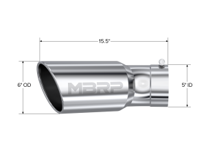 MBRP Exhaust - MBRP Exhaust Tip6in OD5in Inlet15.5in Length30° BendT304 - T5154 - Image 2